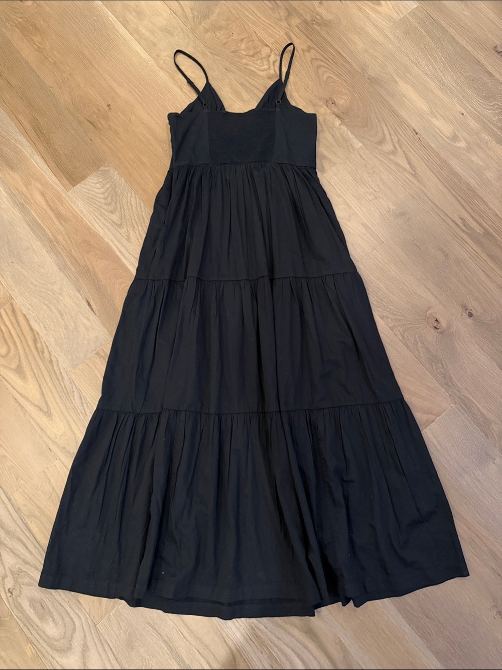 GAP Black Spaghetti-Strap Tiered Maxi Dress with Front Tie - Picture 3 of 3